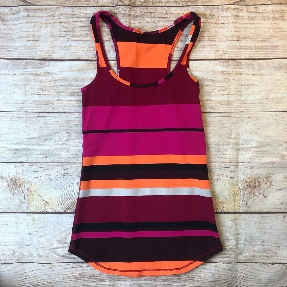Lululemon Refresh Racer‎ Tank - Blossom Stripe Bumble Berry Ghost